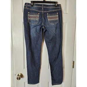 LEI Embroidered  11x30 Taylor Low Rise Skinny Denim Blue Jeans
